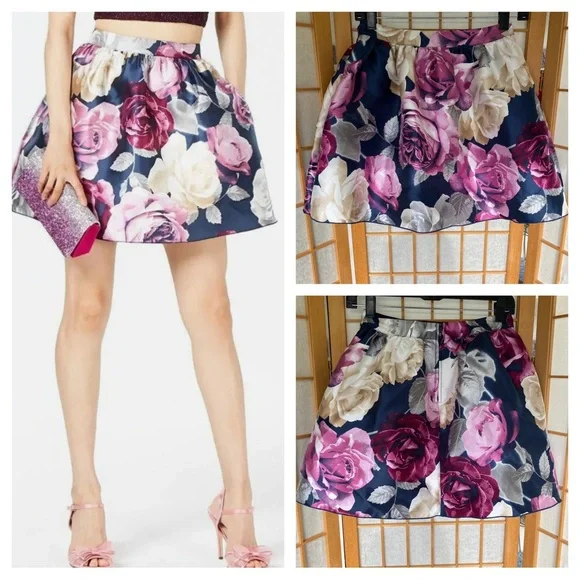 Speechless Floral Mini Lined Flared Skirt SZ 5 Junior - Picture 1 of 14
